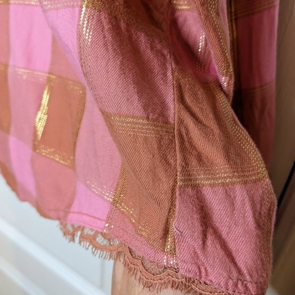 Victoria's secret pink plaid flannel cotton blend pajama top shirt size large @k - Picture 9 of 10